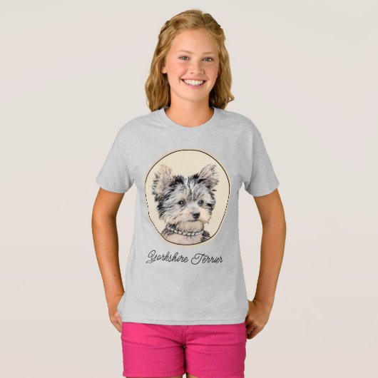 Yorkshire Terrier Puppy Painting Original Hundesch T-Shirt (Vorne ganz)