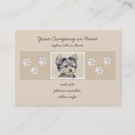 Yorkshire Terrier Puppy Painting Original Hundesch Visitenkarte (Vorderseite)
