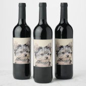 Yorkshire Terrier Puppy Painting Original Hundesch Weinetikett (Flaschen)