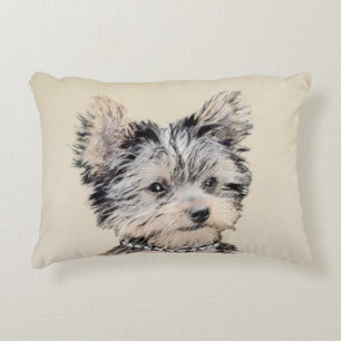 Yorkshire Terrier Puppy Painting Original Hundesch Zierkissen