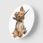 Yorkshire Terrier Puppy Runde Wanduhr (Winkel)