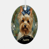 Yorkshire Terrier Puppy's First Christmas Ornament Aus Metall (Vorderseite Rechts)