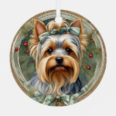 Yorkshire Terrier Puppy's First Christmas Ornament Aus Metall (Rückseite)