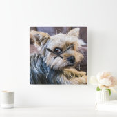 Yorkshire Terrier Quadratische Wanduhr (Zuhause)