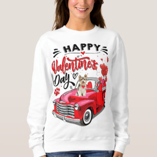 Yorkshire Terrier Red Truck Happy Valentine's Day Sweatshirt