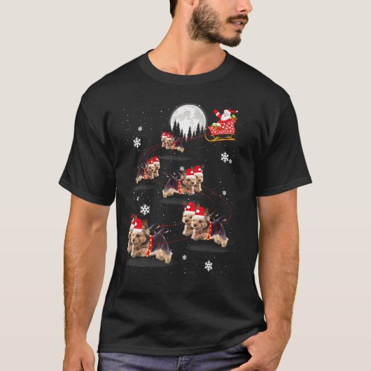 Yorkshire Terrier Reindeer Santa Xmas für Hund T-Shirt (Vorderseite)