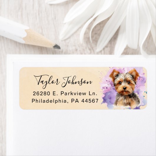 Yorkshire Terrier Return Address Label (Insitu)