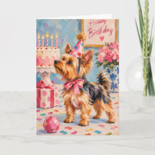 Yorkshire Terrier Rosa Geburtstagsfeier Karte