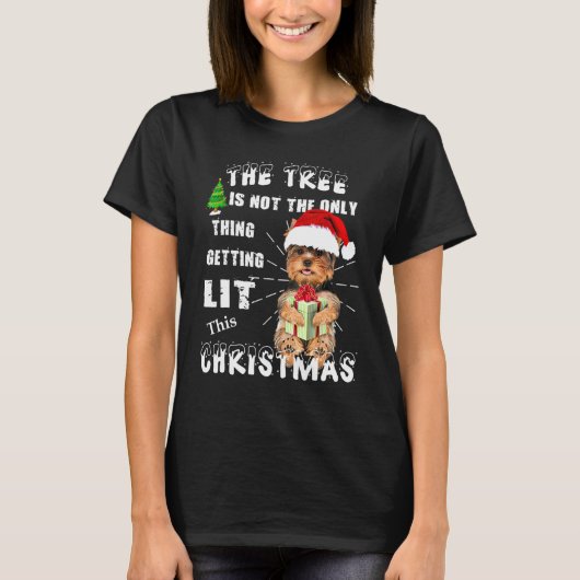 Yorkshire Terrier Santa Cap T-Shirt (Vorderseite)