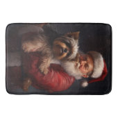 Yorkshire Terrier Santa Claus Weihnachten Badematte (Vorderseite)