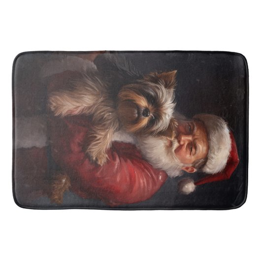Yorkshire Terrier Santa Claus Weihnachten Badematte (Vorderseite)