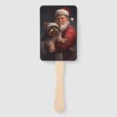 Yorkshire Terrier Santa Claus Weihnachten Fächer (Vorderseite)