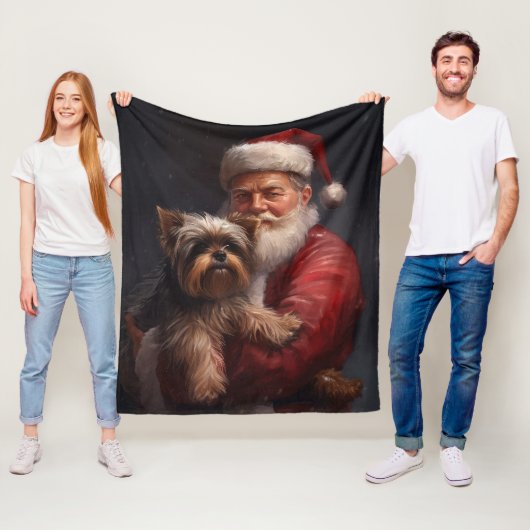 Yorkshire Terrier Santa Claus Weihnachten Fleecedecke (Beispiel)