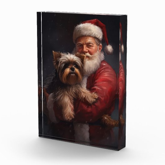 Yorkshire Terrier Santa Claus Weihnachten Fotoblock (Rechts)