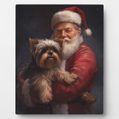 Yorkshire Terrier Santa Claus Weihnachten Fotoplatte (Vorderseite)