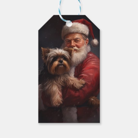 Yorkshire Terrier Santa Claus Weihnachten Geschenkanhänger (Vorderseite)