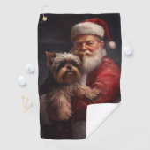 Yorkshire Terrier Santa Claus Weihnachten Golfhandtuch (Insitu)