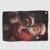 Yorkshire Terrier Santa Claus Weihnachten Golfhandtuch (Horizontal)