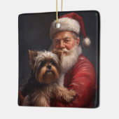 Yorkshire Terrier Santa Claus Weihnachten Keramikornament (Links)