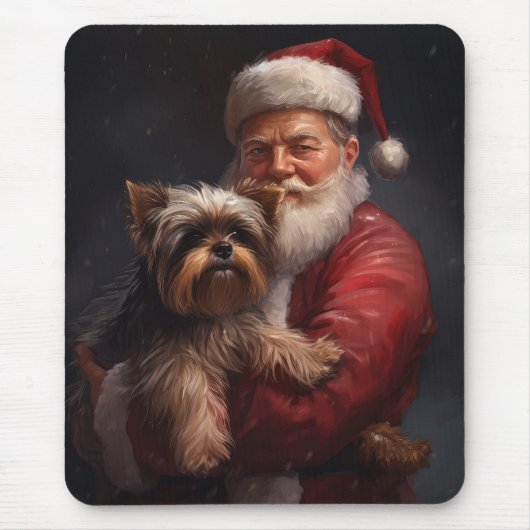 Yorkshire Terrier Santa Claus Weihnachten Mousepad (Vorne)