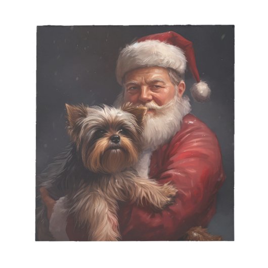 Yorkshire Terrier Santa Claus Weihnachten Notizblock (Vorderseite)