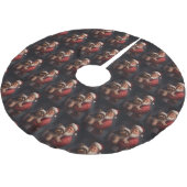 Yorkshire Terrier Santa Claus Weihnachten Polyester Weihnachtsbaumdecke (Schrägansicht)