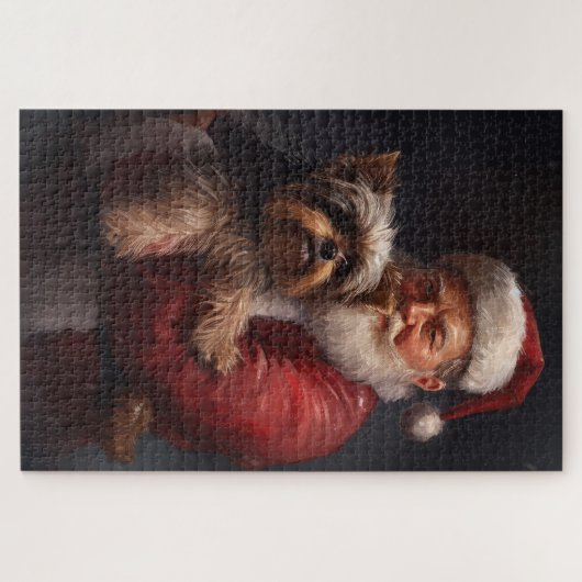 Yorkshire Terrier Santa Claus Weihnachten Puzzle (Horizontal)
