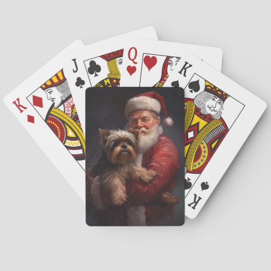 Yorkshire Terrier Santa Claus Weihnachten Spielkarten (Rückseite)