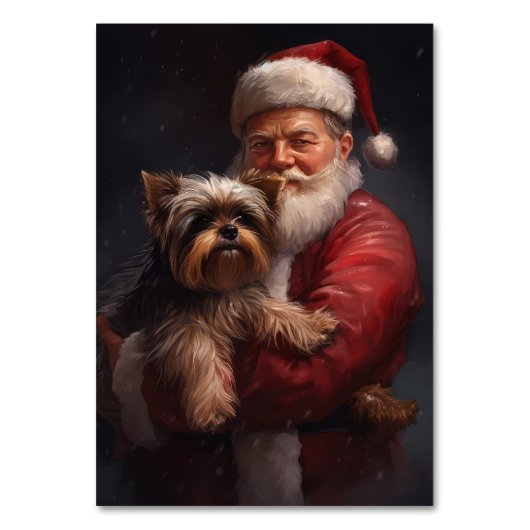 Yorkshire Terrier Santa Claus Weihnachten Tischnummer (Rückseite)