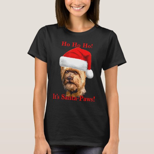 Yorkshire Terrier Santa Paws T-Shirt (Vorderseite)