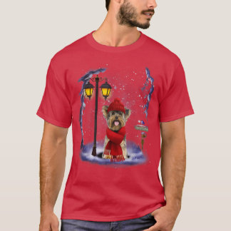 Yorkshire Terrier Santa Snow Christmas Light Winte T-Shirt