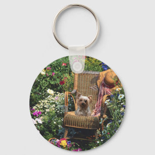 Yorkshire-Terrier-Schlüsselanhänger-Garten Schlüsselanhänger