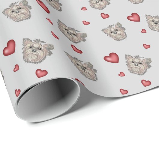 Yorkshire Terrier Seamless Wrapping Paper Geschenkpapier (Rolleneckpunkt)