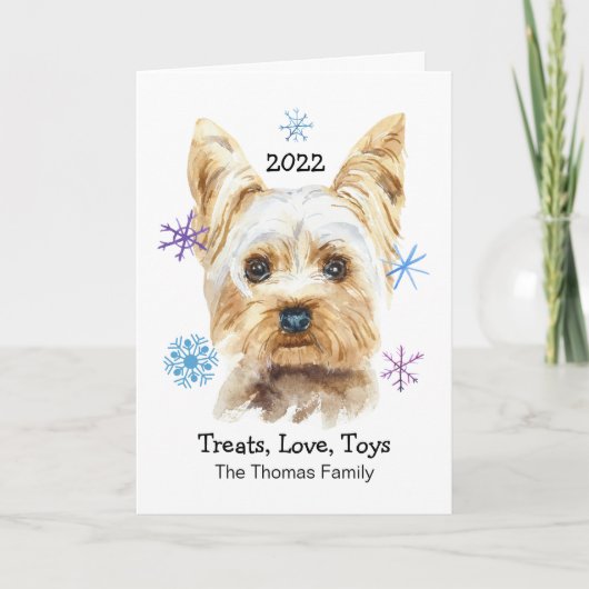 Yorkshire Terrier Snowflakes Weihnachtsgebäck Feiertagskarte (Vorderseite)
