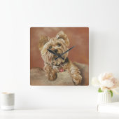 Yorkshire Terrier Square Wall Clock Quadratische Wanduhr (Zuhause)