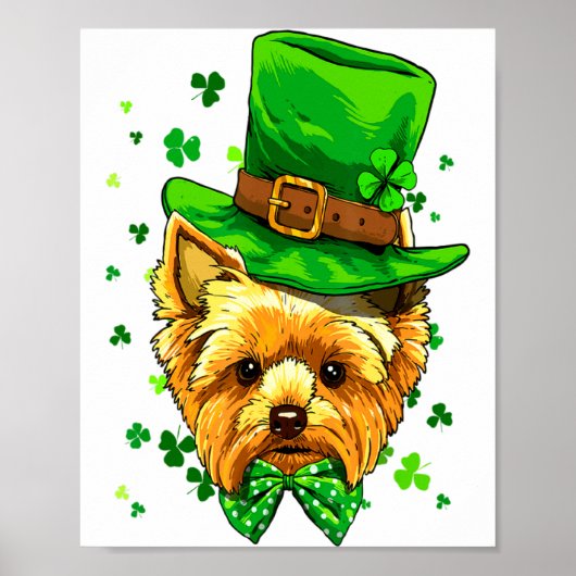 Yorkshire Terrier St Patricks Day Leprechaun Sham  Poster (Vorne)