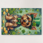 Yorkshire Terrier St. Patrick's Day Süßer Glückshu Puzzle (Horizontal)