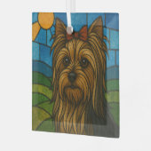 Yorkshire Terrier "Stainglas" Ornament Aus Glas (Vorderseite links)