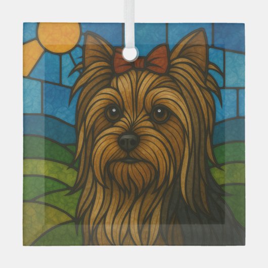 Yorkshire Terrier "Stainglas" Ornament Aus Glas (Vorderseite)