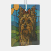 Yorkshire Terrier "Stainglas" Ornament Aus Glas (Vorderseite Rechts)