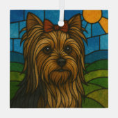 Yorkshire Terrier "Stainglas" Ornament Aus Glas (Rückseite)