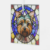 Yorkshire Terrier "Stainglas" Ornament Aus Glas (Vorderseite links)