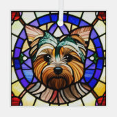Yorkshire Terrier "Stainglas" Ornament Aus Glas (Rückseite)