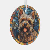 Yorkshire Terrier Stains Ornament Aus Glas (Vorderseite Rechts)