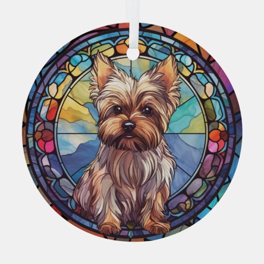 Yorkshire Terrier Stains Ornament Aus Glas (Rückseite)