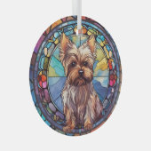 Yorkshire Terrier Stains Ornament Aus Glas (Vorderseite Rechts)