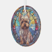 Yorkshire Terrier Stains Ornament Aus Glas (Vorderseite links)
