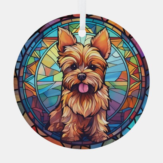Yorkshire Terrier Stains Ornament Aus Glas (Rückseite)