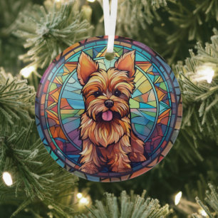 Yorkshire Terrier Stains Ornament Aus Glas