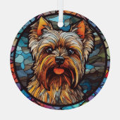 Yorkshire Terrier Stains Ornament Aus Glas (Rückseite)